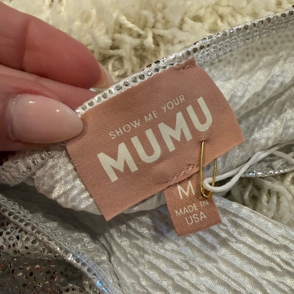 Show Me Your MuMu Silver Bandeau Micro Tube Top Size- M NWT - Picture 4 of 4